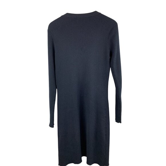 Cabi Womens Ribbed Knit Long Cardigan Sweater S Navy Blue Button Front - Picture 2 of 5